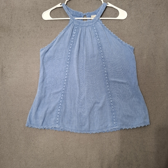 Blanco by Nature Ella Embroidered Halter Top Blue 100% Cotton Size Small - Picture 2 of 12